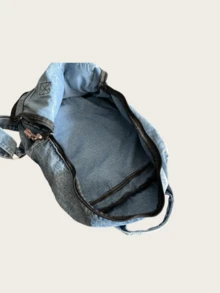 Zaino stile jeans vintage, borsa da pendolare di grande capacità per donne stile INS, zaino casual da viaggio e all'aperto pieghevole