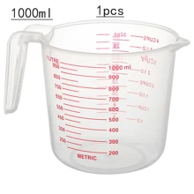 3 件塑料量杯套装，1/2/4 杯容量，可堆叠液体量杯，带毫升和盎司标记，非常适合烘焙和烹饪（3 件红线）