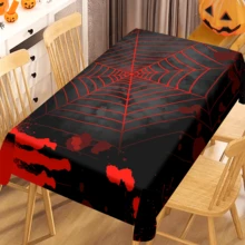 1/20 Stücke Lebendige Halloween Tischdecke - Rotes Spinnennetz Muster Tischdecke - Perfekt für Halloween, thematische Partys und Heimdekoration, Dekorationen, schützende Tischdecken, Partydekorationen