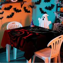 1/20pcs Halloween Tablecloth, Vintage Luxury Floral Pattern Tablecloth - Perfect For Halloween, Parties And Family Gatherings - Durable Polyester, Machine Made, Festive Tablecloth, Halloween Themed Tablecloth