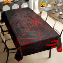 1/20 Stücke Lebendige Halloween Tischdecke - Rotes Spinnennetz Muster Tischdecke - Perfekt für Halloween, thematische Partys und Heimdekoration, Dekorationen, schützende Tischdecken, Partydekorationen