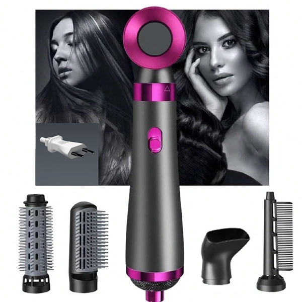 Five-In-One Wet And Dry Hair Dryer Hot Air Comb Curl Straight Hair Perm, Hair Dryer Straight Roll Hair Comb Straight Hair Comb, Hair Dryer Negative Ion Protection Heat Comb Comb Automatic Curling Iron