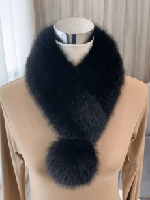 1pc Women's Fluffy Scarf, Fashionable Versatile Neck Warmer, Fluffy Collar, Neck Warmer Accessory, Windproof Warm Accessory For Casual Outdoor Wear For Dress - Multicolor - View 2