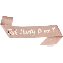 "Talk Thirty To Me" Sash & Rhinestone Tiara Set - 30th Birthday Gifts Rose Gold Glitter Birthday Sash For Women Birthday Party Favors