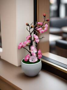 1 chậu cây bonsai hoa mai nhân tạo - Hoa giả sống động như thật, cây bonsai hoa mai bằng nhựa, thích hợp để trang trí bàn làm việc nhỏ trong nhà. - Nhiều màu - Xem 7