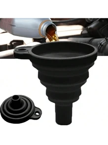 1pc Car Engine Oil Funnel, Car Universal Silicone Liquid Funnel, Foldable Portable Car Oil Change Funnel, Telescopic Long Neck Liquid Funnel