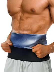 Random Color Solid Men Sports Sweat-Inducing Slimming Waist Belt, Fitness Training Waist Strap, Tight Compression Waist Band For Athletic Back Support