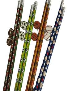 Bộ 12 bút chì thể thao kèm tẩy hình quả bóng đá, bút chì hình quả bóng đá có tẩy hình cầu, đồ dùng văn phòng phẩm chủ đề thể thao - Bút chì gỗ, thích hợp làm quà tặng sinh nhật theo chủ đề (Màu ngẫu nhiên) - màu xanh lá - Xem 6