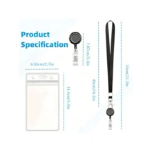 Vertical Card Holder With Neck Lanyard & Retractable Clip – Clear Waterproof ID Case For Office, School & Conferences