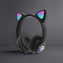 Cat Ear RGB Wireless Gaming Headset Wireless 5.3, 40H Playtime, Adorable Foldable Headphones, LED - Equipped Wireless Headphones, Wireless High Fidelity Sound Quality, Can Play For A Long Time, Cat Ear RGB Headphones For Kids, Foldable Christmas Halloween Gift With LED Lights