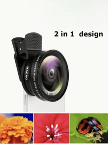 Bộ ống kính máy ảnh kẹp đa năng - Ống kính góc siêu rộng 0.45X và macro 2 trong 1 kèm khăn lau ống kính, tương thích với điện thoại thông minh IOS và Android, thích hợp cho kỳ nghỉ hè, du lịch, chụp ảnh sáng tạo, phụ kiện điện thoại thông minh, ống kính điện thoại - Nhiều màu - Xem 9