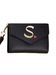 1pc Women's Folding Short Wallet, Black PU Leather Material, Printed With A-Z Letters And Pink Hearts, Cute Girl Coin Purse, Fashion Ladies Card Holder, Mini Tassel Wallet, Waterproof And Portable, Large Capacity, Can Hold Credit Cards, ID, Cash, Etc. - Black - View 29