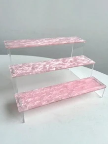 1pc Colorful Acrylic Ladder Display Rack, 3-Tier Shelf For Collectibles, Figurines, Toys, Collectibles, Comics, Nail Polish, Perfume, Cupcakes, Decorations And Storage Items