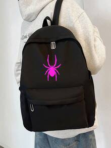 Solid Color Men's Fashion Backpack, Versatile Large Capacity Casual College Style Commuter Backpack For Men Halloween - Black - View 4