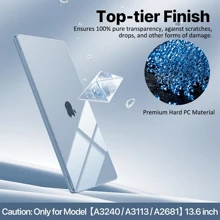 For MacBook Air 13.6" Case (2025-2022) [A3240 M4/ A3113 M3/ A2681 M2], Crystal Clear Plastic Hard Shell & Screen Protector & Keyboard Cover, Anti-Scratch Apple Laptop Protection Set - 水晶黑 - 查看 5