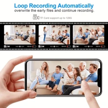 Mini telecamera domestica WiFi con scheda SD da 16 GB gratuita, registrazione audio video, controllo APP, visualizzazione remota, archiviazione su scheda SD locale, telecamera wireless per sistema di sicurezza domestica, rilevamento del movimento