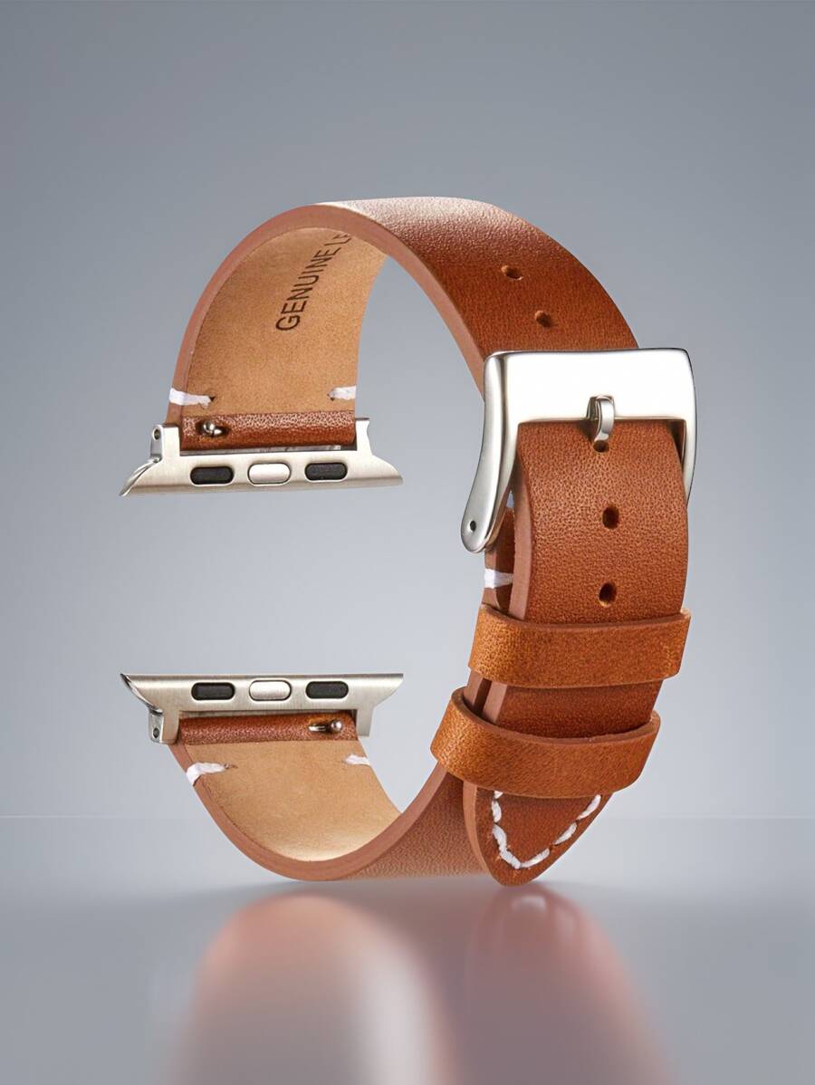 1 Piece Men's And Women's Business Leather Smart Watch Strap, Suitable For Apple Watch Ultra/Se/10/9/8/7/6/5/4/3/2/1 Series, Vintage Leather Slim Band Design, Applicable Size 38/40/41/42/44/45/46/49 Mm