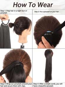 18英寸/22英寸/26英寸马尾假发，多功能弹力带深棕色耐热马尾假发，女士长直DIY缠绕式马尾，柔软自然合成马尾，适合日常角色扮演、圣诞节、音乐节、嘉年华、新年礼物等场合。 - 彩色 - 查看 12