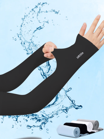 1 Pair Ice Fresh Arm Sleeves, Ice Silk Sleeves With Sun Protection, Summer Fingerless Gloves, Protective Arm Sleeves For Men And Women, For Driving, Outdoor Activities, Fishing, Sports, Exercise