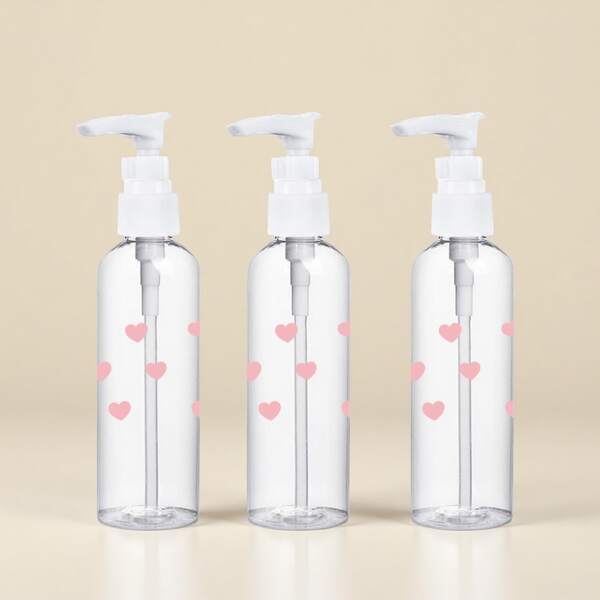 3pcs/2pcs/1pc 100ml/3.4oz Travel Toiletry Pump Bottles Leak-Proof, Transparent, Plastic With Labels For Skincare, Shampoo, Conditioner Body Wash Ideal For Air Travel Daily Use, Skincare Travel Essentials, Sleek Design, Construction