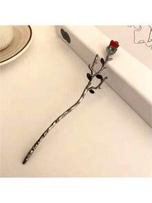 2件套 现代复古新款中式玫瑰花发夹，多功能新款金属玫瑰花发饰，花朵发夹（花朵形状随机），女士发饰，发髻延长，发型发夹 - 彩色 - 查看 2