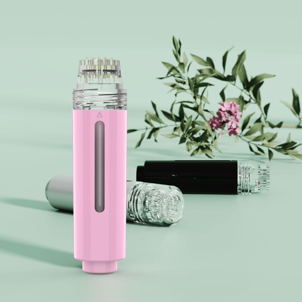 1 Pc 105 Titanium Needles Derma Roller 0.25 Mm, Aqua Roller, Lip Boost, For Lips, Skin, Hair, Home Use, Suitable Gift For Women (Pink)