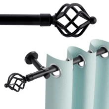IsEasy Curtain Rod 25mm Curtain Rod 1 Track 2 Tracks Stainless Steel Metal 80-280cm - Black-1-läufig - View 2