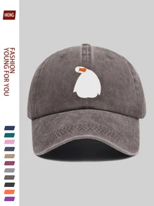 1pc Funny Tilted Cartoon Duck Print Baseball Cap, Retro European And American Popular Duck Billed Hat, Adjustable Strap, , Street Hip Hop Cap, Comfortable Breathable Adjustable, Classic Black Trucker Hat, Suitable For Outdoor Sports, Picnic, Camping, Beach, Holidays, Birthdays, Ideal Gift For Family And Friends, Back To School, Halloween, Mother's Day, Father's Day, Independence Day, Carnival