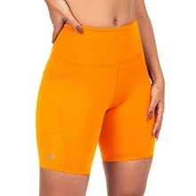Women's Compression Shorts With Pockets For Running, Walking, Gym - Orange - View 2