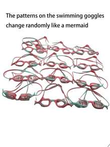 2件套美人鱼图案渐变色硅胶泳镜和泳帽，青少年适用，防雾、防漏、佩戴舒适，男女皆宜，是水上运动的理想之选。 - 彩色 - 查看 5