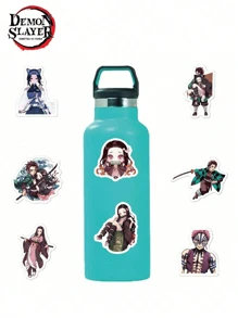 50张 Aniplex 官方授权鬼灭之刃贴纸混合不同款鬼灭之刃贴纸动漫卡通儿童笔记本电脑滑板玩具贴纸鬼灭之刃 - 彩色 - 查看 5