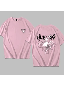 Shirt T-Shirt Premium Cotton Spider Hunter Dark Unisex Streetwear Men's New - 淺粉色 - 查看 1