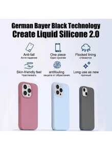 1pc Luxury Liquid Silicone Phone Case, Compatible With IPhone 17 Air, 16e, 11, 13, 12, 14, 15 Pro Max, Suitable For IPhone 16 Pro Max, Shock-Proof Protective Cover - Rose Pink - View 3