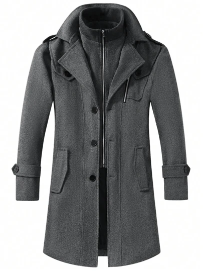 Men's Solid Color Minimalist Everyday Long Sleeve Overcoat