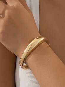 Yanxyad Exaggerated Design Gold-Tone Bangle Bracelet Set, Punk Style Accessories - Gold - View 14