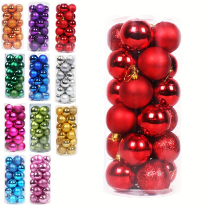 24pcs 4cm Christmas Party Decorative Balls, Christmas Hanging Balls, Plastic Painted Ornament Balls, Suitable For Christmas Tree, Home, Room, Bedroom, New Year Decoration, Christmas Decorations, Outdoor, Holiday Party, Christmas Party Supplies, Christmas Theme Decor, Event Party Gifts, Christmas Ball Gift Set, Happy New Year, Gift For Friends And Family Home Decor Room Decor Winter
