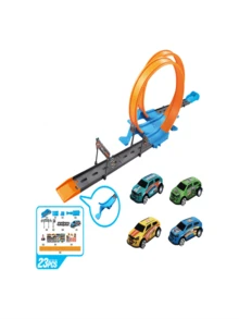 14pcs/18pcs/23pcs/32pcs Children Metal Alloy Racing Car Track Toy Set With 360 Degree Loop, Indoor Outdoor Interactive Playset, Suitable For 3-12 Years Old Boys And Girls, Christmas Gift (Random Car Styles And Colors) - Multicolor - View 16