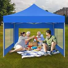 Carpa Toldo 3x3 Plegable Paredes Transparente Tejido 600d - Azul - Ver 3