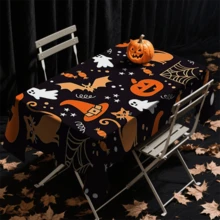 1/20 pièces Nappe d'Halloween, citrouille, bonbon, fantôme, motif de chauve-souris, nappe convenant pour la décoration de fête d'Halloween, décoration de table de cuisine de carnaval, cadeau, décoration de vacances, décoration de chambre, décoration de scène