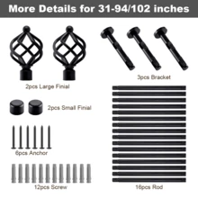IsEasy Curtain Rod 25mm Curtain Rod 1 Track 2 Tracks Stainless Steel Metal 80-280cm - Black-2-läufig - View 8