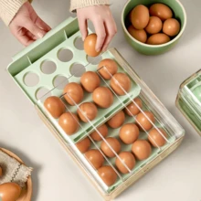 Livingandhome Double-Layer 32-Piece Eggs Storage Drawer Box, A Recommended Item For Kitchen Or Refrigerator Storage