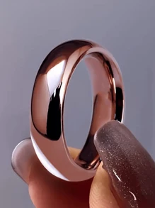 1 buc Inel Unisex din Oțel Inoxidabil Minimalist Geometric Oglindit, Auriu Roz, Potrivit pentru Petrecere, Banchet și Accesorii de Zilnic