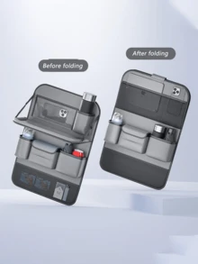 耐用仿皮汽车座椅靠背储物盒 - 多功能、耐用的储物盒，配有笔记本电脑隔层、杯架等，适用于 SUV 和轿车，是送给驾驶员的完美礼物，必备的汽车储物整理器 - 彩色 - 查看 13