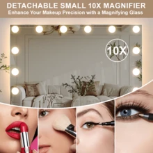 Teousev Vanity Mirror With Lights, Makeup Mirror ,14pcs Dimmable Bulbs, 3 Color Modes Lighted Vanity Mirror ,Smart Touch Control, Tabletop Or Wall Mounted, White - White - View 6