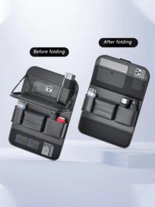 耐用仿皮汽车座椅靠背储物盒 - 多功能、耐用的储物盒，配有笔记本电脑隔层、杯架等，适用于 SUV 和轿车，是送给驾驶员的完美礼物，必备的汽车储物整理器 - 彩色 - 查看 14