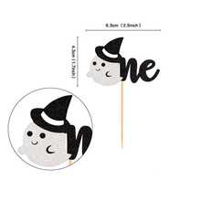 12 Peças de Palitos Decorativos para Cupcakes com Tema de Halloween, Mão de Zumbi, Múmia, Gato, Lua, Fantasma, Corvo para Decorações de Festa de Aniversário