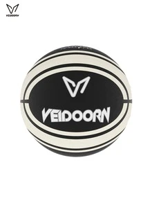 veidoorn 1pc Size 5/7 Quiet Basketball With Washable Cloth Cover, Solid Material For Indoor/Outdoor Use, Synthetic Material, Silent Dribbling, Black & Orange Color, Suitable For Home Or Gym, Basketball Accessory - Black - View 7