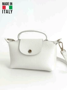 Mini Genuine Leather Bag Made In Italy, Small Handbag And Crossbody Bag, Casual Style For Women - White - View 1