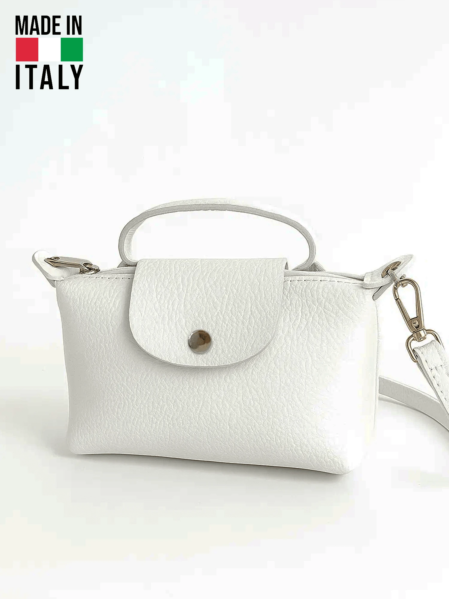 Mini Genuine Leather Bag Made In Italy, Small Handbag And Crossbody Bag, Casual Style For Women - White - View 1