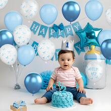 Ballons avec nœud bleu, 20/30 ballons bleus et blancs de 12 pouces avec imprimés de nœuds, spécialement conçus pour les fêtes d'anniversaire de jeune fille, les décorations de fiançailles de la mariée, Halloween, jolies décorations de ballons.